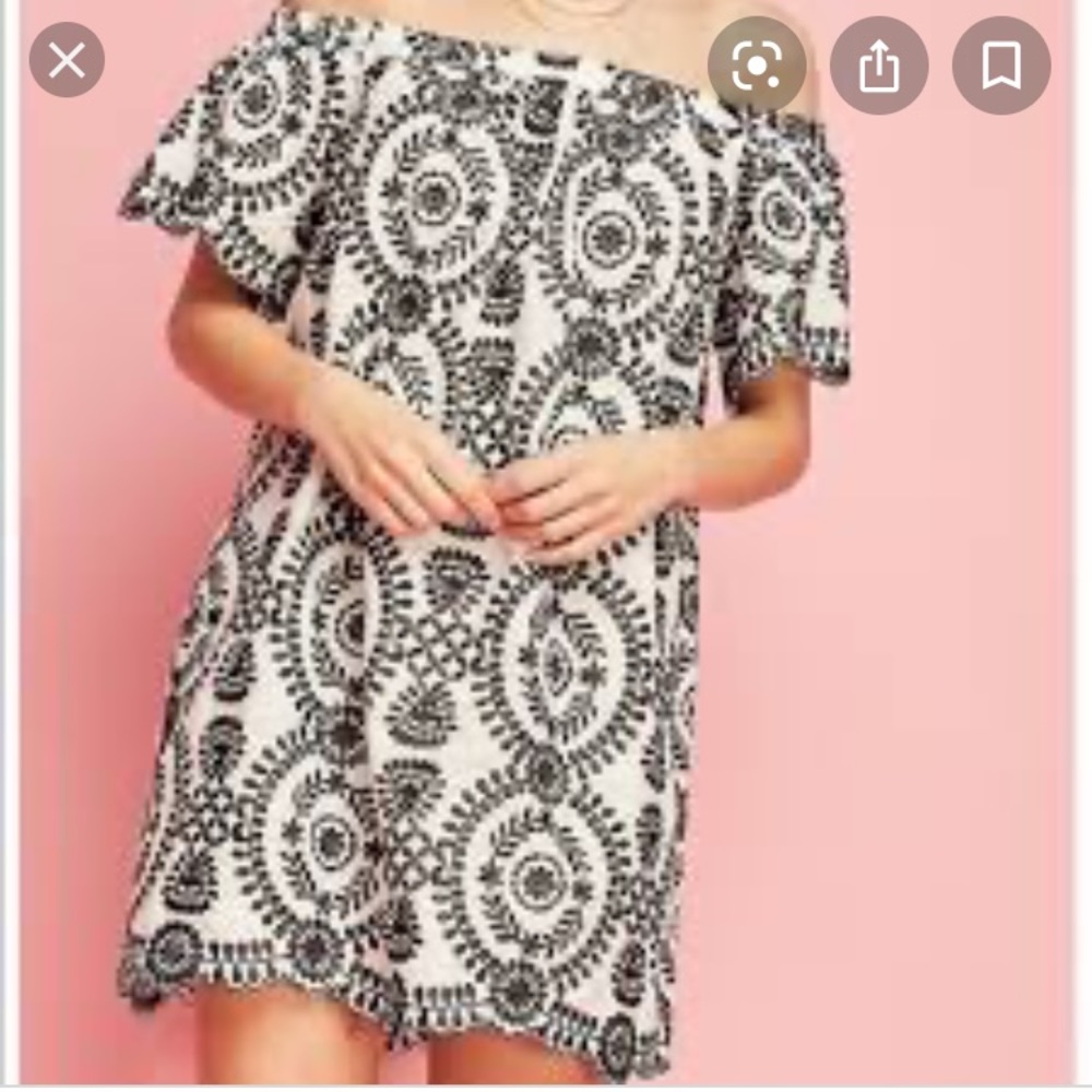 Black and white off the shoulder dress